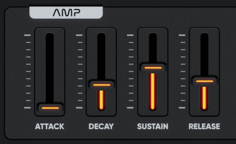 The amp envelope sliders
