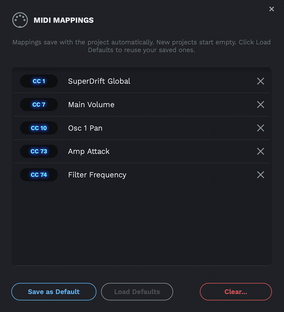 The MIDI Mappings window