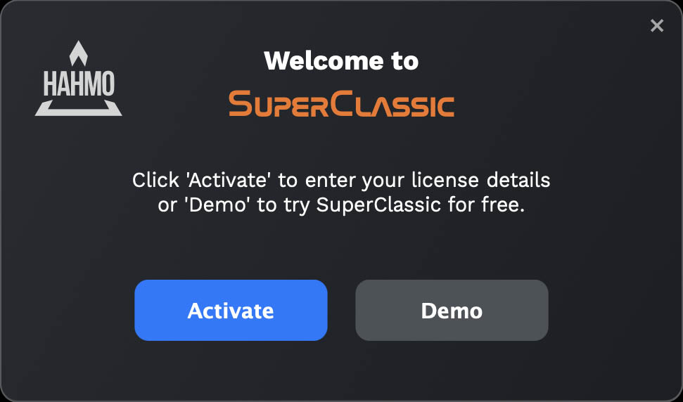 The welcome dialog